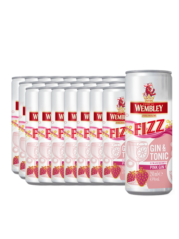 Wembley - Fizz Gin & Tonic Strawberry Pink Gin - 24 buc. x 0.25L, Alc: 4.9% - doza
