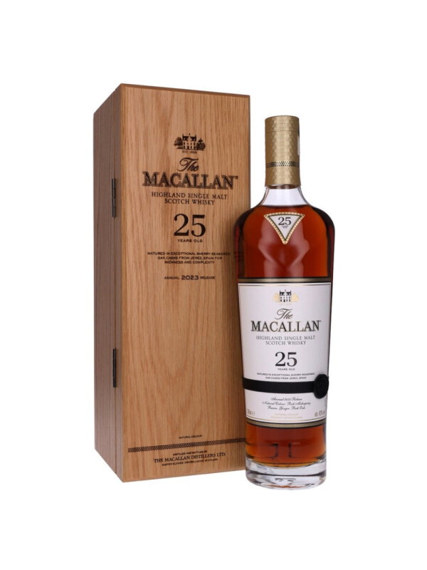 Macallan - Sherry Oak Scotch Single Malt Whisky 25 yo cutie lemn - 0.7L, Alc: 43%