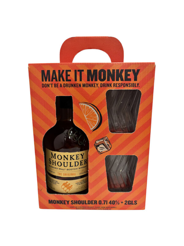 Monkey Shoulder - Scotch Blended Malt Whisky + 2 pahare GB - 0.7L, Alc: 40%