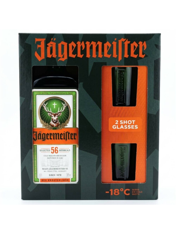 Jagermeister - Herbal Liqueur + 2 pahare verzi sticla - 0.7L, Alc: 35%