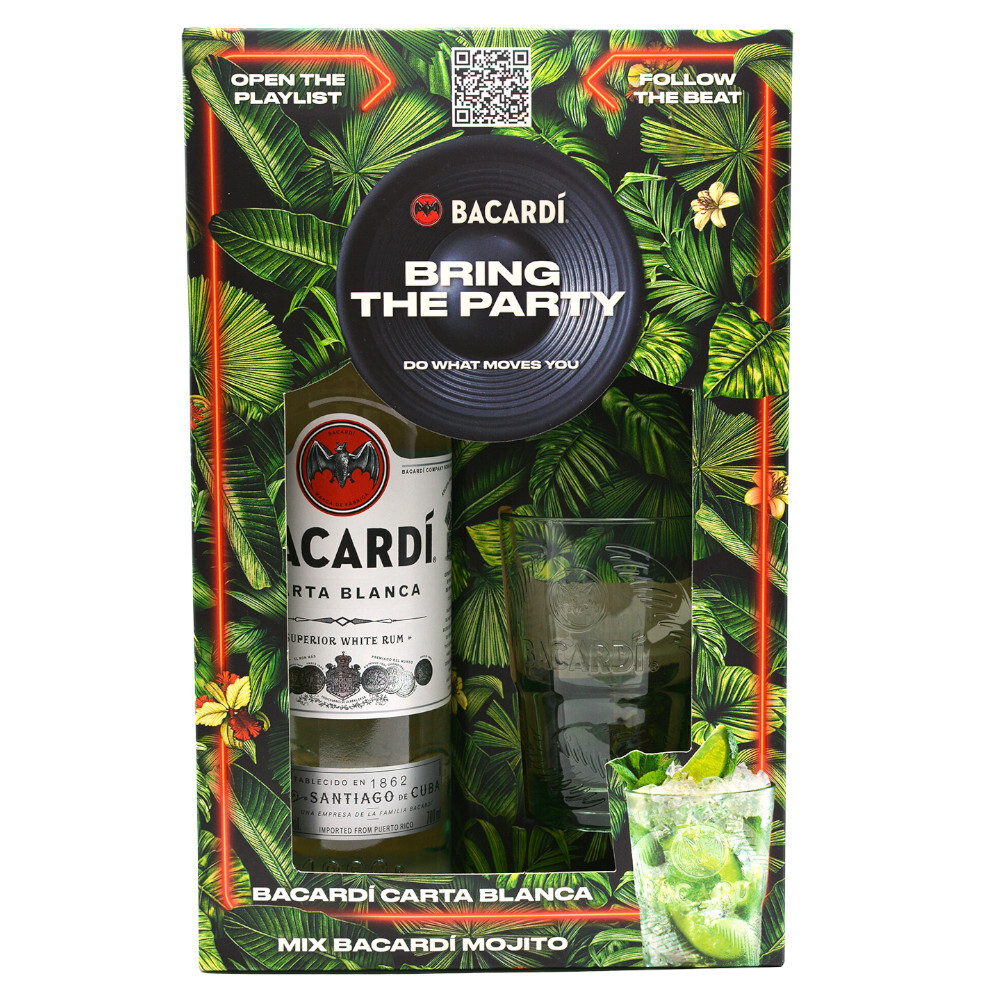 Bacardi - Rom Carta Blanca + 1 pahar - 0.7L, Alc: 37.5%
