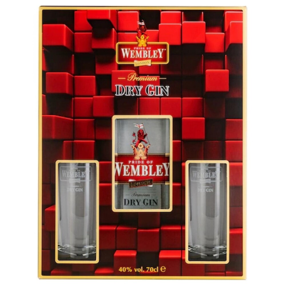 Wembley - London Dry Gin + 2 pahare - 0.7L, Alc: 40%