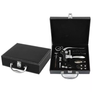Caseta cu accesorii de vin Premium Silver Classic Design 9 piese