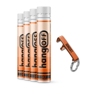 hangOFF - Shot cu vitamine - Soluția pentru mahmureală 4 buc. + desfacator cadou - 0.025L