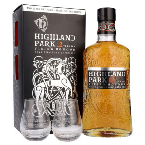 Highland Park - Scotch Single Malt Whisky 12 yo + 2 pahare GB - 0.7L, Alc: 40%
