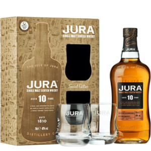 Isle of Jura - Scotch Single Malt 10 yo GB + 2 pahare - 0.7L, Alc: 40%