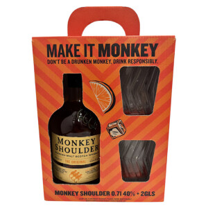 Monkey Shoulder - Scotch Blended Malt Whisky + 2 pahare GB - 0.7L, Alc: 40%