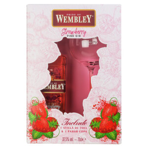 Wembley - Gin Strawberry Pink + 1 pahar - 0.7L, Alc: 37.5%