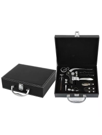Caseta cu accesorii de vin Premium Silver Classic Design 9 piese