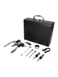 Caseta cu accesorii de vin Premium Silver Classic Design 9 piese