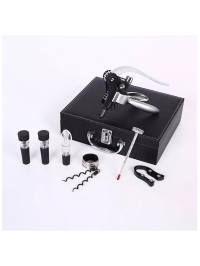Caseta cu accesorii de vin Premium Silver Classic Design 9 piese