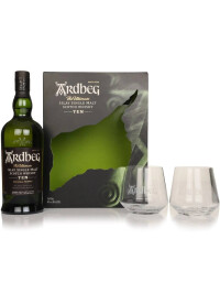 Ardbeg - Scotch Single Malt Whisky 10yo + 2 pahare GB - 0.7L, Alc: 46%